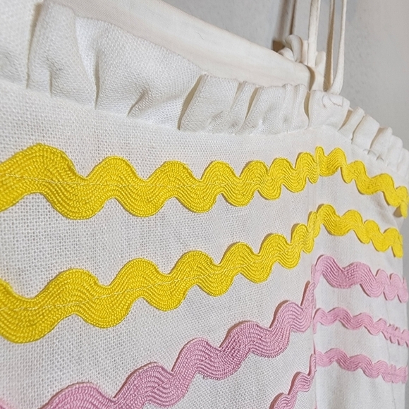 Lisa Marie Fernandez Target linen blend white/yellow/pink dress. XXS. Pockets - Picture 3 of 16